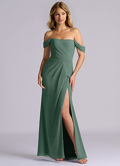 Azazie Heidi Bridesmaid Dresses Sea Moss Mermaid Corset Chiffon Dress image4
