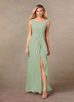 Azazie Yarrow Venta Final Vestido de Dark Navy de Gasa de Corte en A con Plisado image1