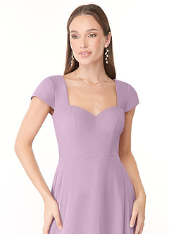 Azazie Hainsly Robes de demoiselle d'honneur Robe Trapèze en Mousseline de soie Encolure en Forme de Cœur Glycine image5