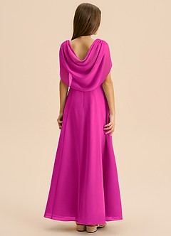 Azazie Lambie Junior Fuchsia A-Line Pleated Chiffon Dress image1