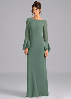Azazie Leone Bridesmaid Dresses Eucalyptus Mermaid Corset Chiffon Dress image5