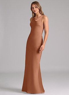 Azazie Allettie Bridesmaid Dresses Bronzer Mermaid Stretch Satin Dress image4