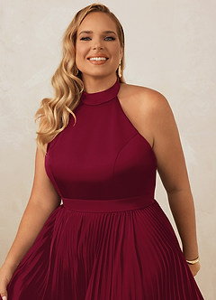 Christian Siriano Bridal for Azazie 1007 Bridesmaid Dresses Burgundy A-Line Pleated Stretch Satin Dress image14
