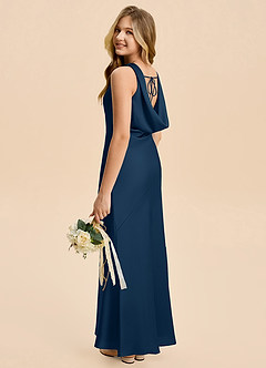 Azazie Rylina Junior Meerjungfrau-Linie Stretch-Satin Kleid Dunkelmarine image5