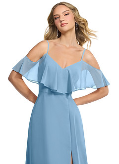 Azazie Jean Bridesmaid Dresses Steel Blue A-Line Chiffon Convertible Dress image6