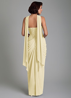 Azazie Nyra Robes de demoiselle d'honneur Robe Fourreau en Mousseline de soie Corset Sorbet Citron image4
