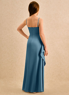 Azazie Cannoli Girls Formal Sukienki dla dziewczynek sypiących kwiaty Linia A Pofałdowany Satyna elastyczna Długość podłogi Sukienka image2