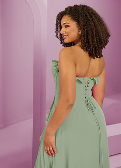 Barbie ♥ Azazie Bridesmaid Dresses Dusty Sage A-Line Sweetheart Neckline Chiffon Dress image9