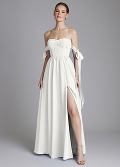 Azazie Ayanna Bridesmaid Dresses White A-Line Off the Shoulder Chiffon Dress image6