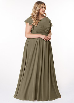 Azazie Daphne Modest Bridesmaid Dresses A-Line Ruffled Chiffon Floor-Length Dress image9