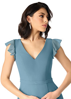 Azazie Claudine Jurken voor bruidsmeisjes Jurk van Chiffon met A-Lijn Fladdermouw Bermuda image4