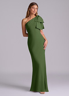 Azazie Yuanna 신부 들러리 드레스 인어 한쪽 어깨 쉬폰 바닥 길이 드레스 image3