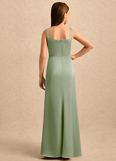 Azazie Noah Girls Formal Abiti da Ragazza di Fiori Abito Tubino in Raso Elasticizzato Plissettato Verde Salvia image2