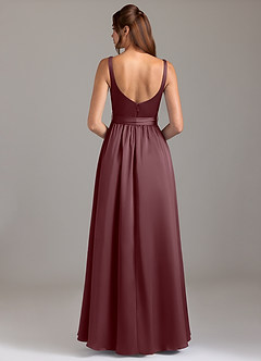 Azazie Elliott Bridesmaid Dresses Sangria A-Line with Pockets Stretch Satin Dress image6