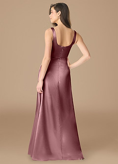 Azazie Joyce Bridesmaid Dresses Vintage Mauve A-Line Side Slit Metallic Satin Dress image2