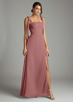Azazie Debra Bridesmaid Dresses Desert Rose A-Line with Pockets Chiffon Convertible Dress image1