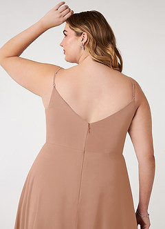 Azazie Daenerys Brautjungfernkleider A-Linie Kutte Chiffon Kleid Champagner Rosa image12