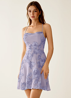Lysandra Pale Purple Stretch 3D Flowers Corset Mini Dress image4