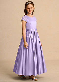 Azazie Bunny Junior Formal Robe Demoiselle D'honneur Fillette Robe Princesse en Dentelle Lilas image5