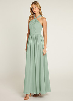 Azazie Jacey Bridesmaid Dresses Agave A-Line Pleated Chiffon Dress image3