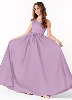 Azazie Hathaway Junior Wisteria A-Line Bow Matte Satin Dress image1