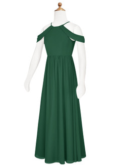 Azazie Seneca Junior Jurk van Chiffon met A-Lijn Off the Shoulder Donkergroen image8