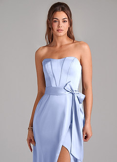 Azazie Jamie Bridesmaid Dresses Ice A-Line Strapless Stretch Satin Convertible Dress image6