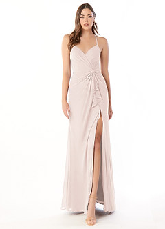 Azazie Aribella Bridesmaid Dresses Rose Petal Sheath Ruched Chiffon Dress image1