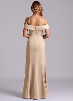 Azazie Luciana Brudtärnklänningar Klä av Tubklänning i Chiffong Av axeln Taupe Konvertibel image2