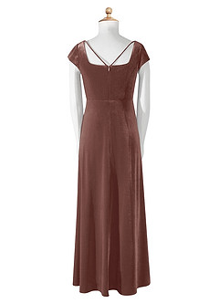 Azazie Gabi Junior A-Linie Samt Kleid Rustikales Rosa image9