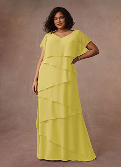 Azazie OHara Mother of the Bride Dresses Canary A-Line V-Neck Chiffon Dress image12