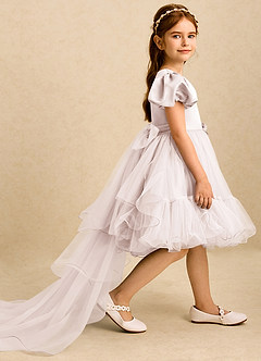 Azazie Cocoa vestidos de niña de las flores Vestido de Pétalo De Rosa de Tul de Princesa con Plisado image4