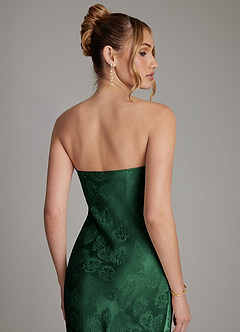 Azazie Viv Bridesmaid Dresses Forrest Green Jacquard Sheath Strapless Jacquard Dress image7
