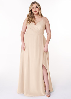 Azazie Davis Brautjungfernkleider A-Linie V-Hals Chiffon Kleid Alabaster Weiß image7