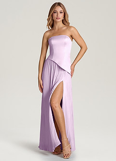 Azazie Tierney Bridesmaid Dresses Frosted Lilac A-Line Strapless Chiffon Convertible Dress image6