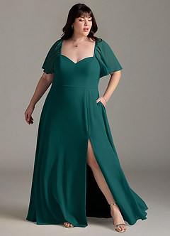 Azazie Chloe Bridesmaid Dresses Peacock A-Line Sweetheart Neckline Chiffon Dress image9