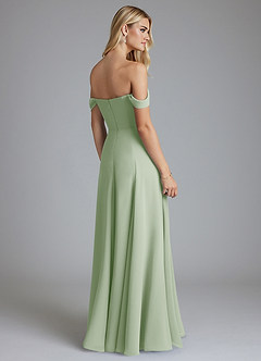 Azazie Seriana Bridesmaid Dresses Dusty Sage A-Line Off the Shoulder Chiffon Dress image2