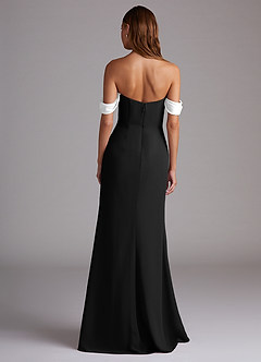 Azazie Saige Bridesmaid Dresses Ivory Black A-Line Off the Shoulder Chiffon Convertible Dress image7