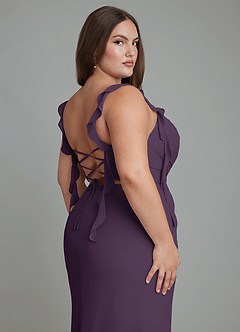 Azazie Jessamine Bridesmaid Dresses Plum Mermaid Corset Chiffon Dress image15