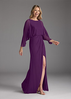 Azazie Ysabella Mother of the Bride Dresses Grape Mermaid Pleated Mesh Dress image1