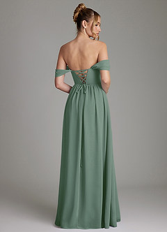 Azazie Caterina 신부 들러리 드레스 A라인 코르셋 쉬폰 바닥 길이 드레스 image10