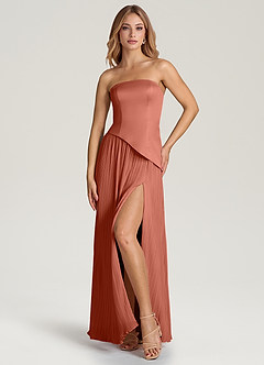 Azazie Tierney Brudtärnklänningar Klänning av A-Linje i Chiffong Axelbandslös Lera Konvertibel image6