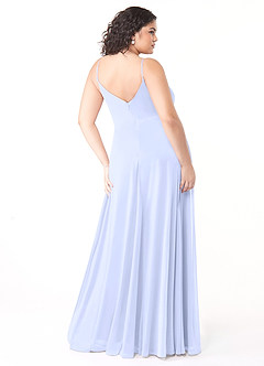 Azazie Evalin Bridesmaid Dresses A-Line V-Neck Pleated Mesh Floor-Length Dress image10