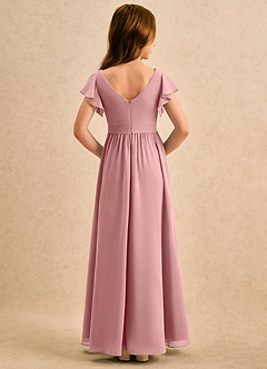Azazie Milly Girls Formal Flower Girl Dresses Dusty Rose A-Line Pleated Chiffon Dress image2