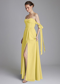 Azazie Ayanna Final Sale Canary A-Line Off the Shoulder Chiffon Dress image7