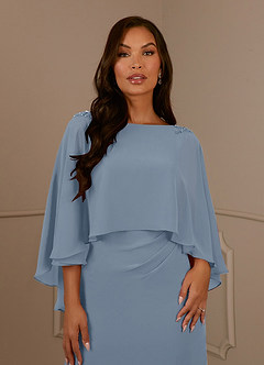 Azazie Mirra Mother of the Bride Dresses Dusty Blue Sheath Scoop Pleated Chiffon Dress image5