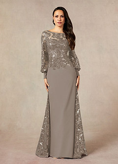 Azazie Caroline vestidos de madre de la novia Vestido de Gris Pardo de Encaje de Sirena con Lentejuela image1