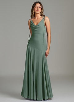 Azazie Dawn Bridesmaid Dresses Eucalyptus Mermaid Pleated Chiffon Dress image3