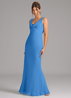 Azazie Rylina Bridesmaid Dresses Blue Jay Mermaid Pleated Chiffon Dress image4