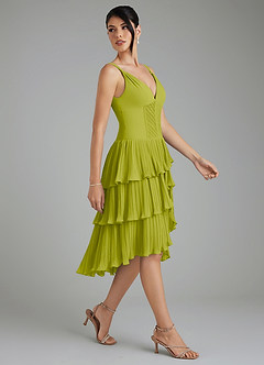 Azazie Rosa Bridesmaid Dresses Lemongrass A-Line Pleated Chiffon Dress image7